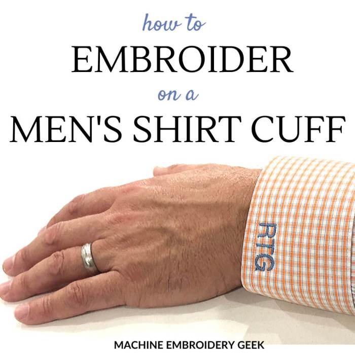 Mens dress shirt cuff monogram