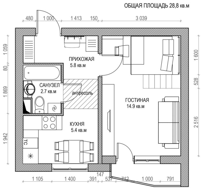 Desain ukuran denah rumah type 60