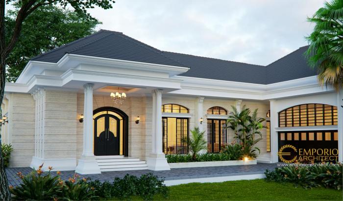 Desain tampak rumah 1 lantai model klasik