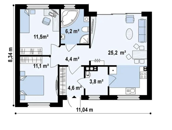 Desain ukuran denah rumah type 60