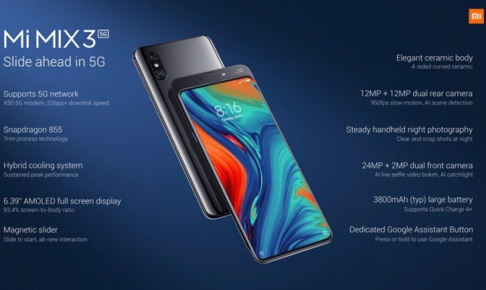 Harga hp xiaomi mi mix 3 5g