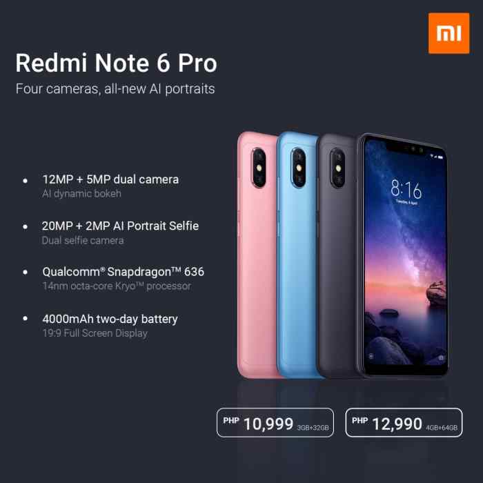 Harga hp xiaomi not 6 pro ram 4gb